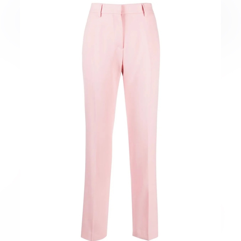 Burberry Aimie Mid-Rise Wool Tailored Trousers Pink Size US 4